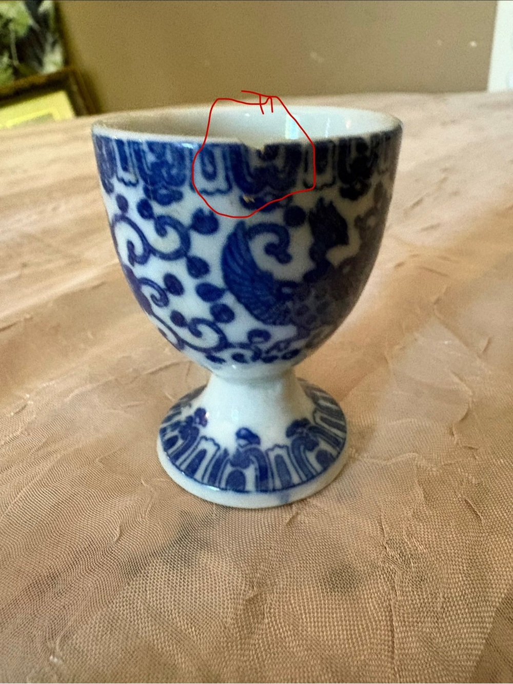 Blue Japanese Phoenixware Egg Cup